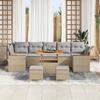 Ensemble de Canapés de Jardin de 10 Pièces avec Coussins Beige Rattan Poly Acajou, Ensemble de Salle à Manger de Jardin 3 3364982