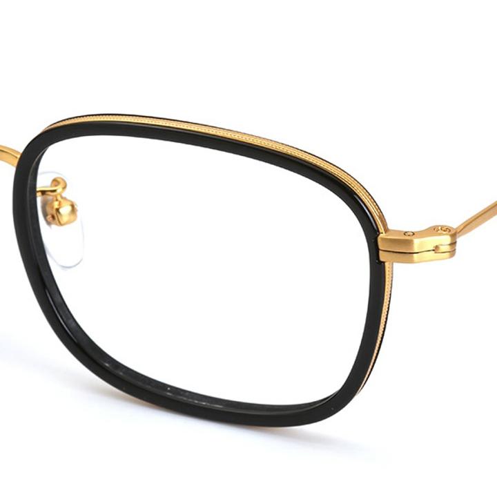 Alloaiweeo [Alo:Ctzen] Ci9710B C1 Classic Soltex Square Black/Gold Eyeglass Frames