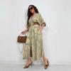 Women's Lapel Printed Gold Stamping Loose Casual Long Sleeve Plus Size Dress, Cross-border New Arrival