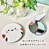 [Golden Crab and Long-tailed Tit] Compact Hand Mirror, Portable, Folding Mirror, Cute Character Mirror with Long-tailed Tit and Bird Design (Round / 3