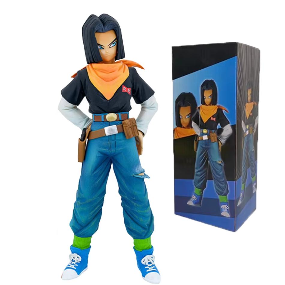25CM Anime Dragon Ball Z Android 17 18 Figure Android 18 PVC Action Figures Collection Model Playthings Designed for Children Xmas Gifts