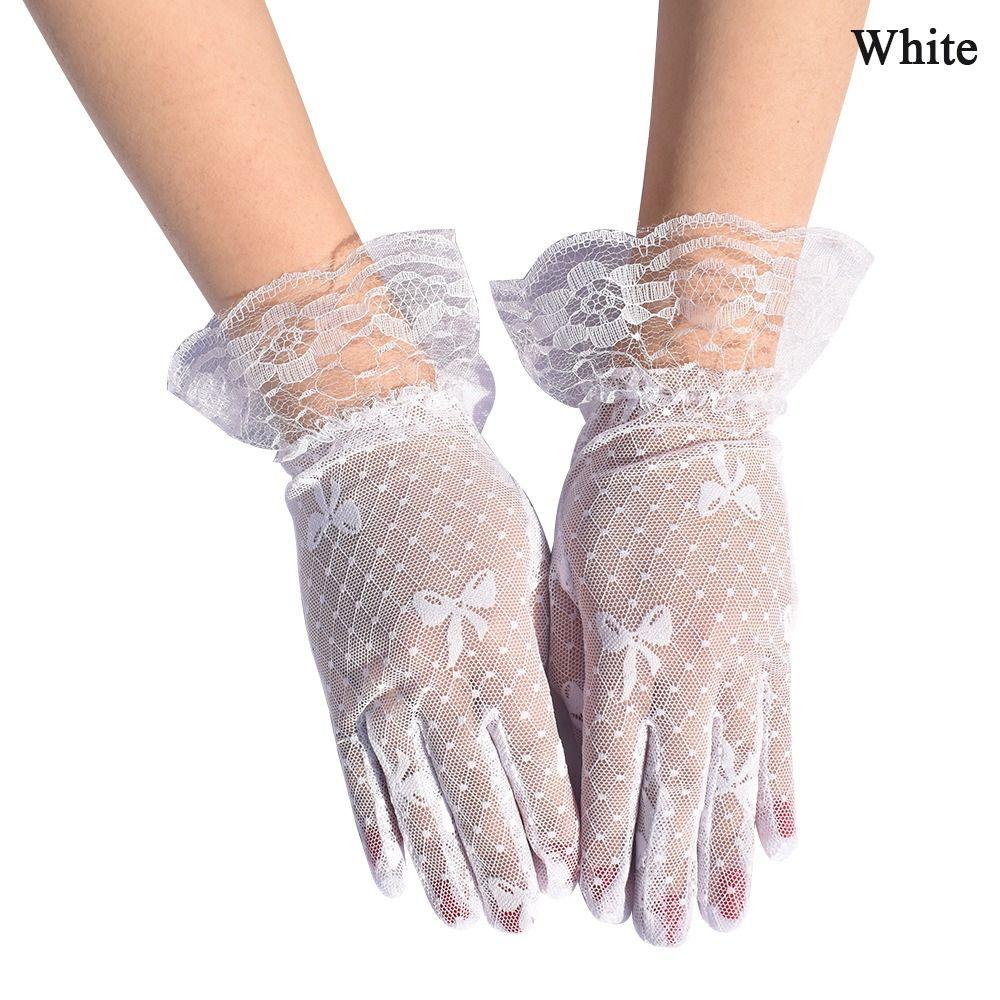 Wedding Party Summer Lace Fabric Sunscreen Gloves Bridal Gloves Mittens Jacquard Gloves