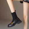 Fashion Woman Short Sock Shoes Round Toe Black Ankle Boots for Women Elegant with Medium Heels Booties Designer Luxury Comfortable Sale