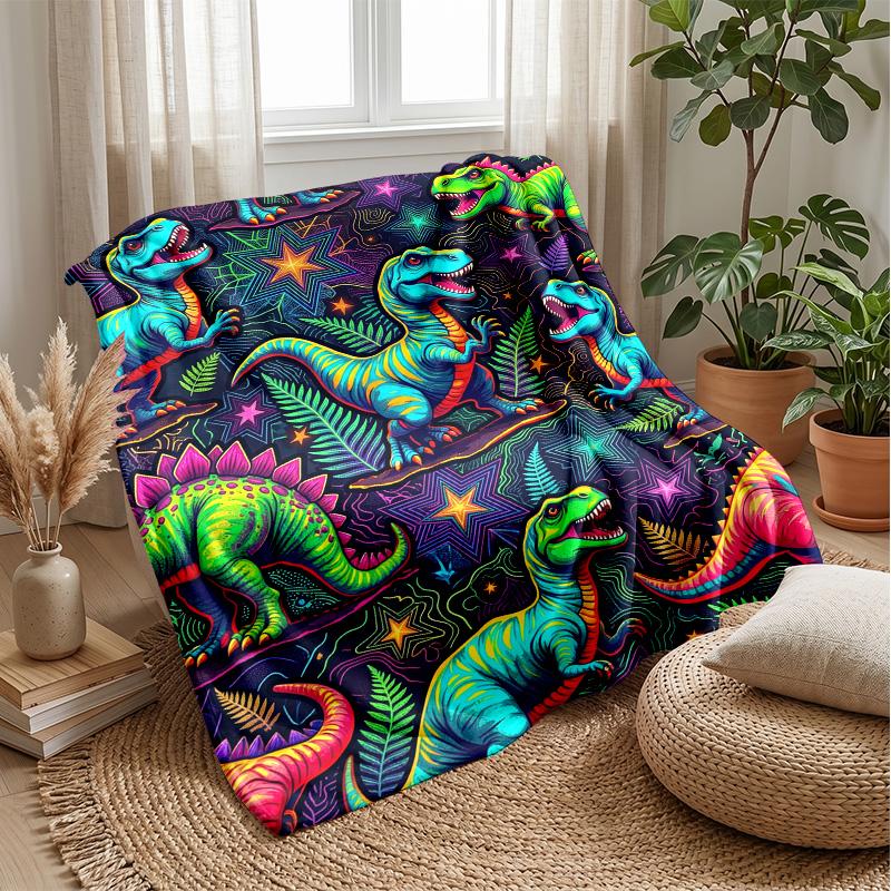 Neon Dinosaur Storm Theme blanket Lightweight Warm Flannel Blanket Decorative Throw Blanket for Home Decoration