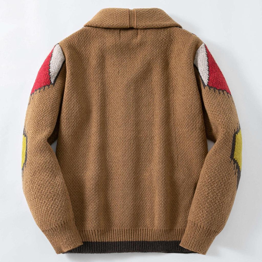 Herren Herbst/Winter Jacquard Strick-Cardigan mit Umlegekragen (SY0009)