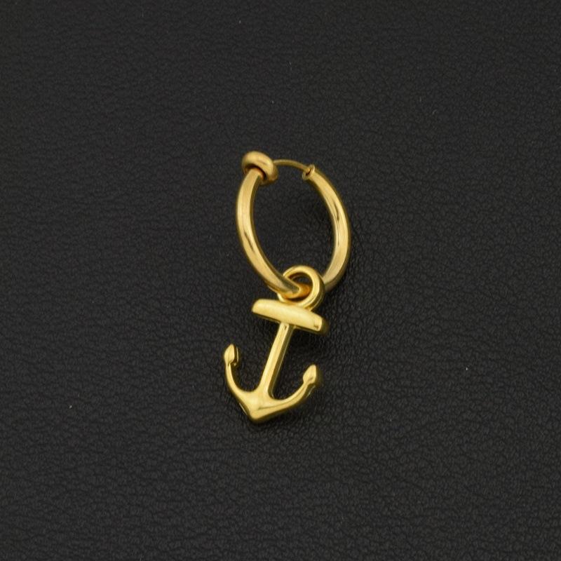 Anchor Stainless Steel Earrings Niche Light Luxury Personality Accessories Premium Anchor Titanium Steel Men's and Women's Ear Buckles