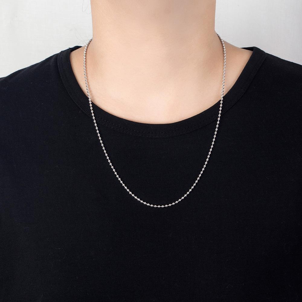 Simple 2.3Mm Round Bead Necklace Men'S And Women'S White Copper Electroplated Micron Rhodium Gold Jewelry Silver Buckle