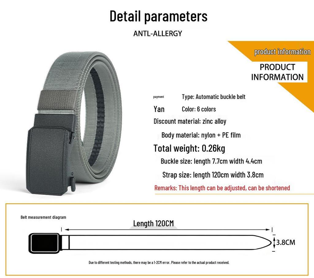 Metal Otomatik Tokalı Erkek Naylon Kanvas Taktik Kemer