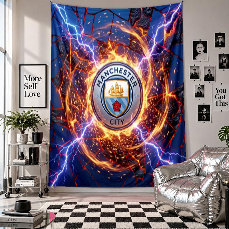 Arazzo da parete Manchester City Decorazione per la casa Tessuto da appendere a parete per camera da letto Soggiorno Sfondo