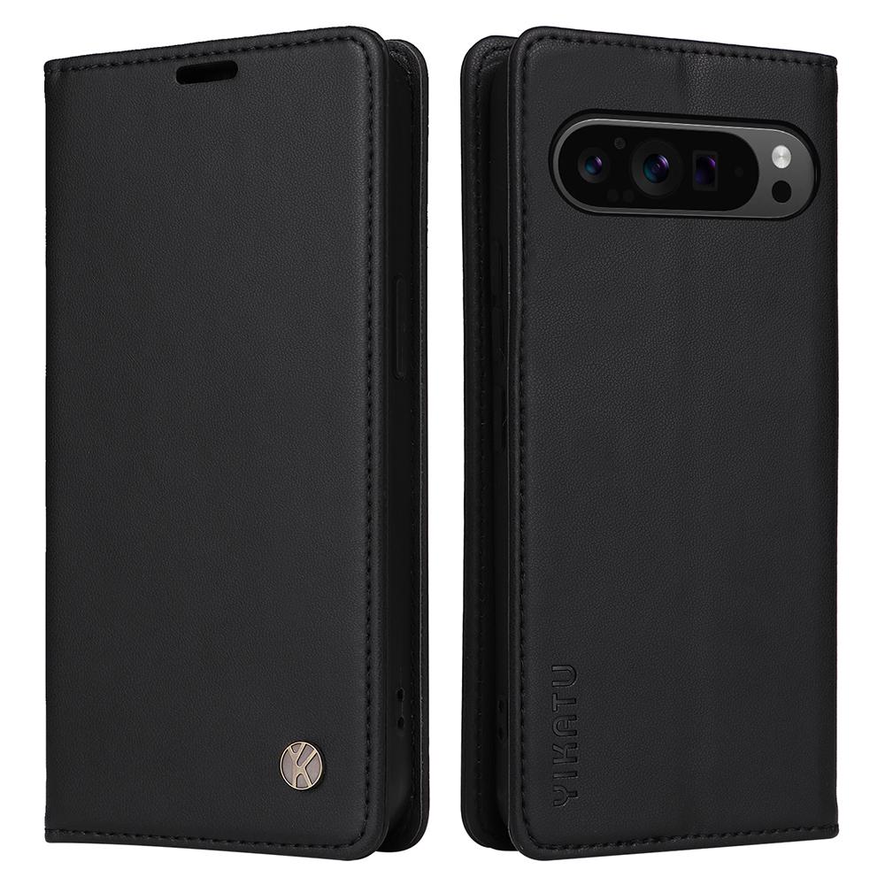 

YIKATU YK-001 For Google Pixel 10 Pro XL/9 Pro XL Phone Case Magnetic Closure PU Leather Flip Cover Black