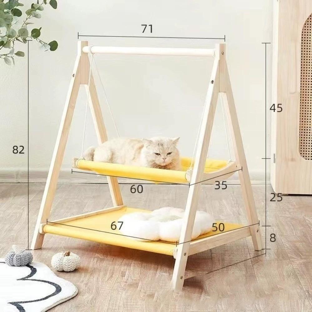 

Dual-Layer Cat Hammock Bed Solid Wood Cat Swing Hanging Bed Cat Cradle Bed Four Seasons Universal жёлтый