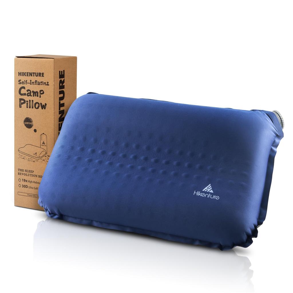 HIKENTURE Camping Pillow 19x High Outdoor Pillow with Check Inflatable Pillow with 30D Highly Elastic Ergonomic Storage Bag Ideal for Outdoor and Car
