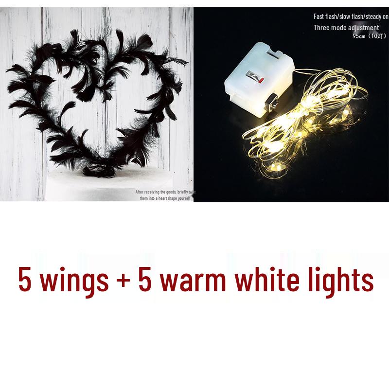 Angel Wing Feather String Lights Cake Topper Ornaments
