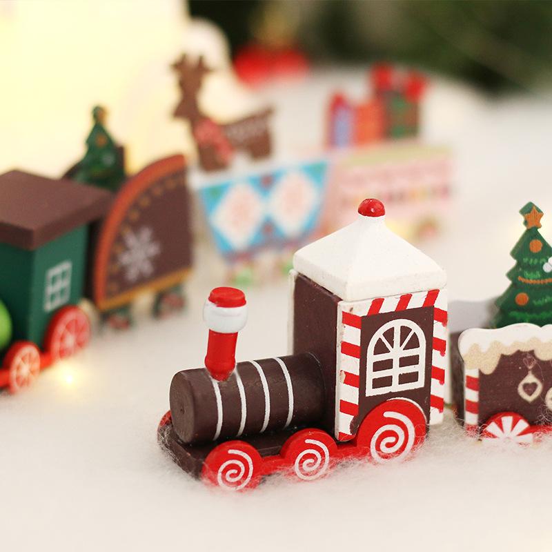 3 Styles of Christmas Decorations, Christmas Painted Wooden Train Ornaments, Children's Toys and Gifts