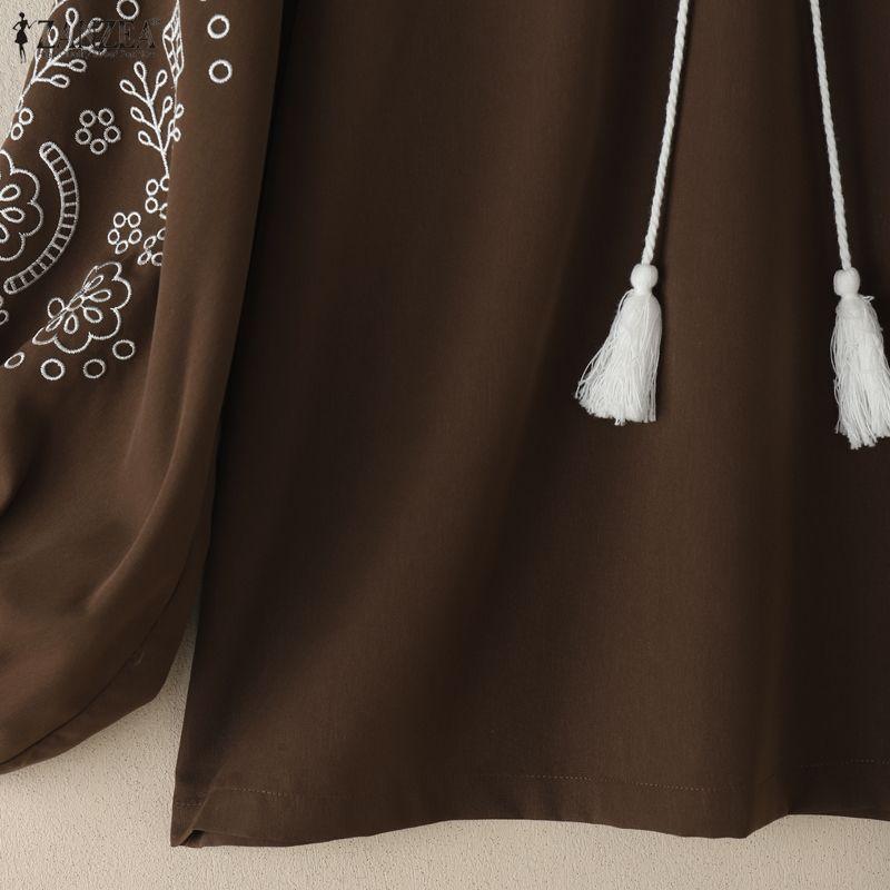 ZANZEA Women CasuaL V-Neck Loose Print Long Sleeve Blouse