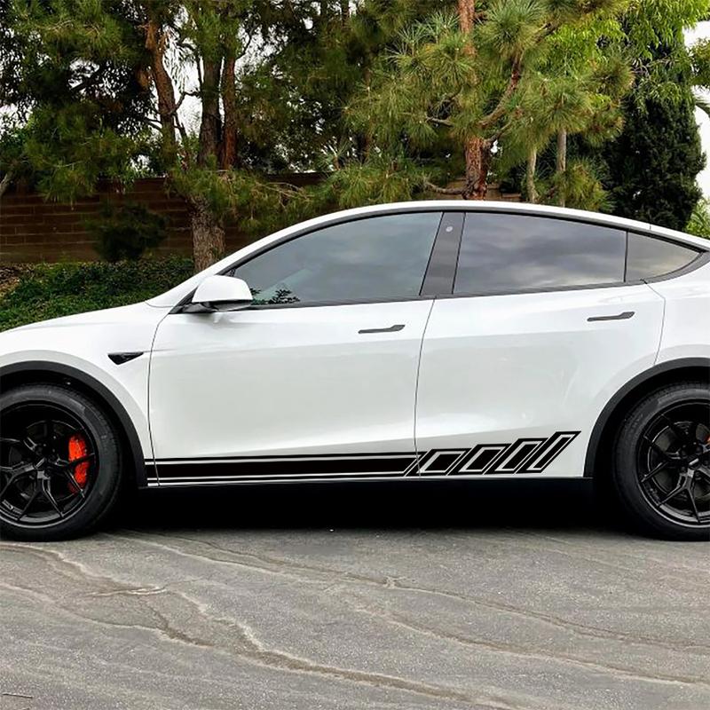 Car Vinyl Side Decals for Tesla Model Y Body Side Sticker Stripes Racing Style Decor Decal Modification Stickers 2Pcs