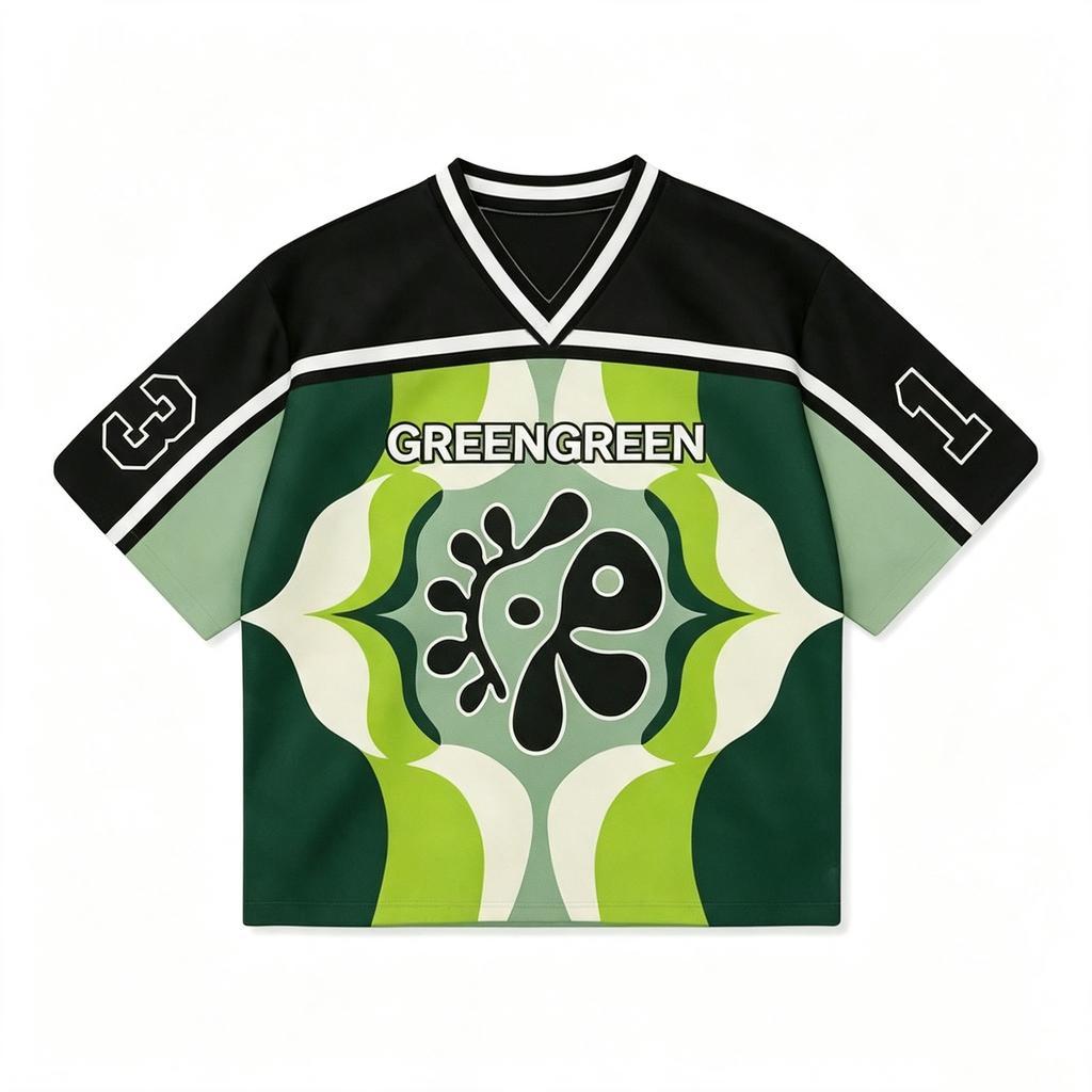 Green Floral GREENGREEN Style Mesh Jersey,Print Mesh Jersey Short Sleeve Streetwear Top For Men Women Fan Shirt