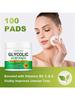 100Pcs Set/1Box GLYCOLIC ACID PADS. Boosted With Vitamins B5, C & E.Visibly Improves Uneven Tone. Im