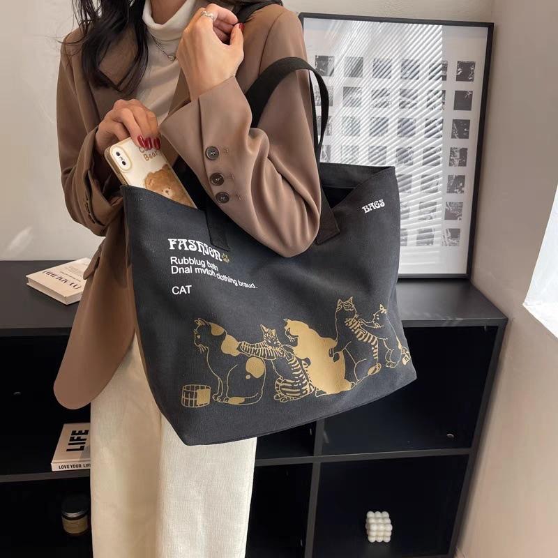 Frühling und Sommer Große Kapazität Canvas Tasche, Modische Damen Einzel Schulter Handtasche, Studentische Frühjahrs-Ausflugs-Reisetasche