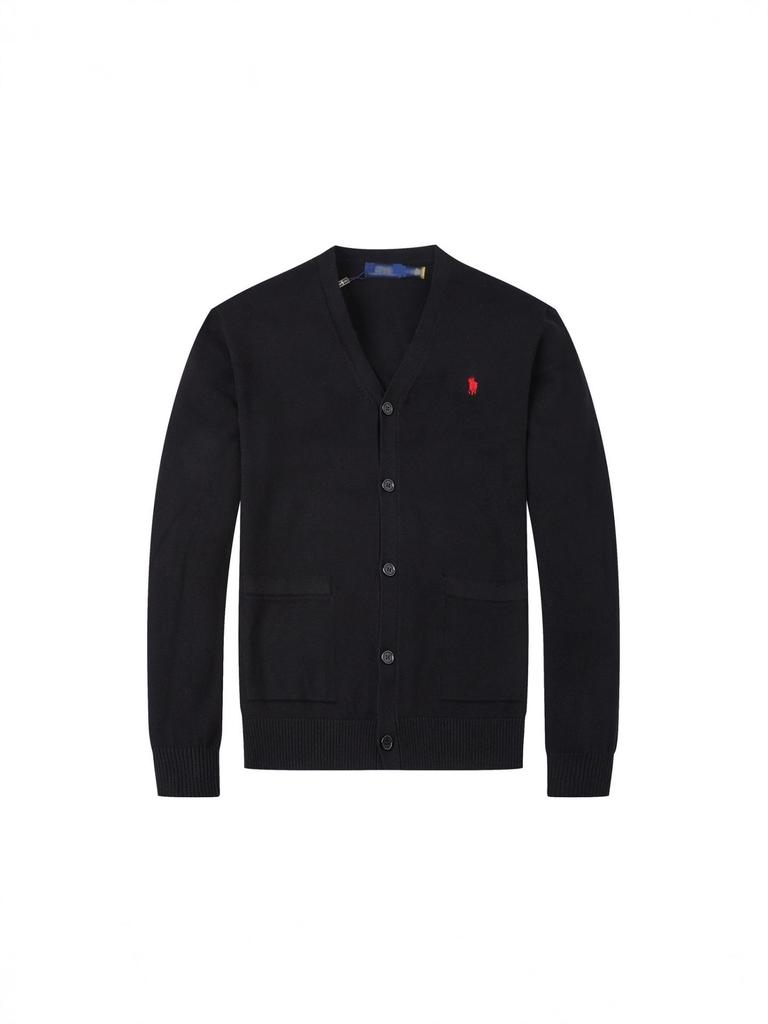 Men's Cotton V-Neck Sweater with Small Horse Embroidery – Classic, Versatile Spring/Autumn Knitwear