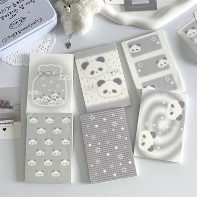 Bloco de notas coreano INS Cute Grey Panda Bloco de notas bonito estudante Folha solta Mensagem Bloco de notas Menina Mini planejador de bolso Scrapbook Material Papel