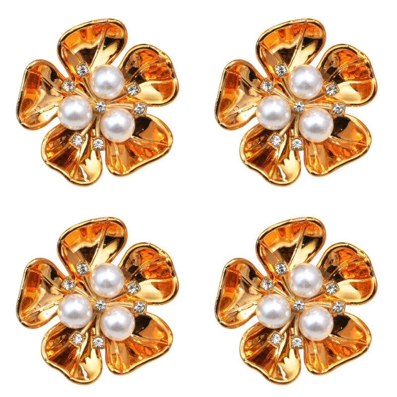 4 szt. Dekoracyjne Pokrywki na Guziki Koszuli Perły Cyrkonie Ozdobne Spinki do Mankietów Klipsy do Koszul Kurtki Sukienki Dekoracja
