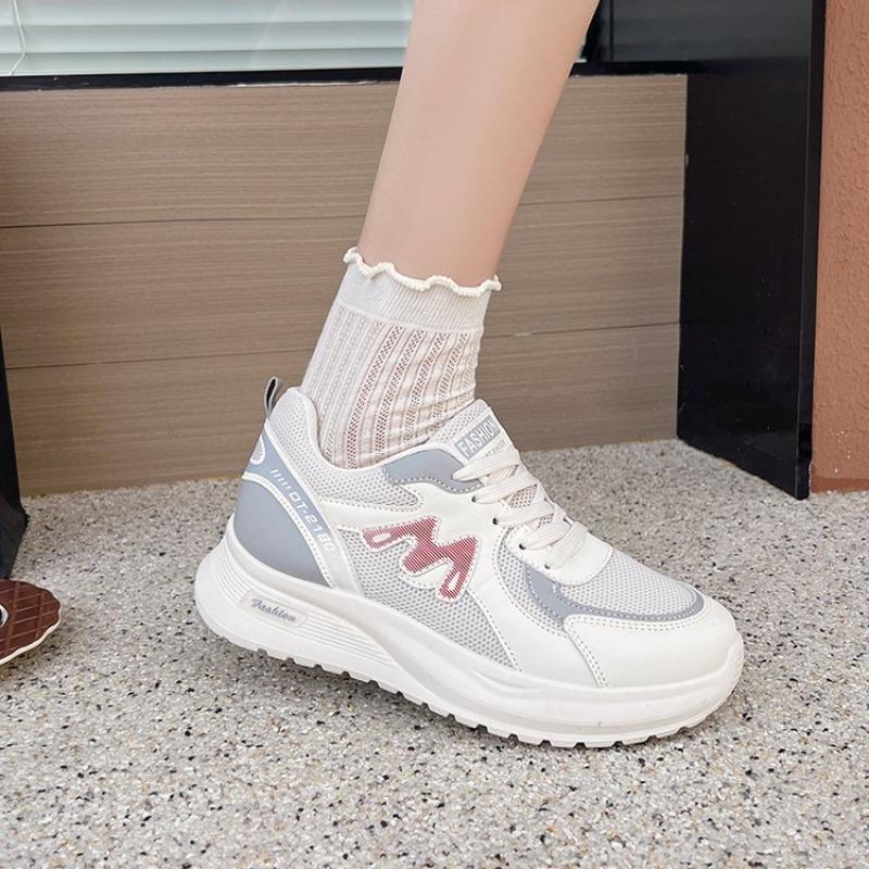 Light-colored Lace-up Dad Shoes Women's Summer New Mesh Casual Sports Shoes Fashionable Versatile Little White Shoes
