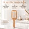 Bamboo Bristles Detangling Paddle Brush Ergonomic Handle Scalp Massage Brush  Blow Drying