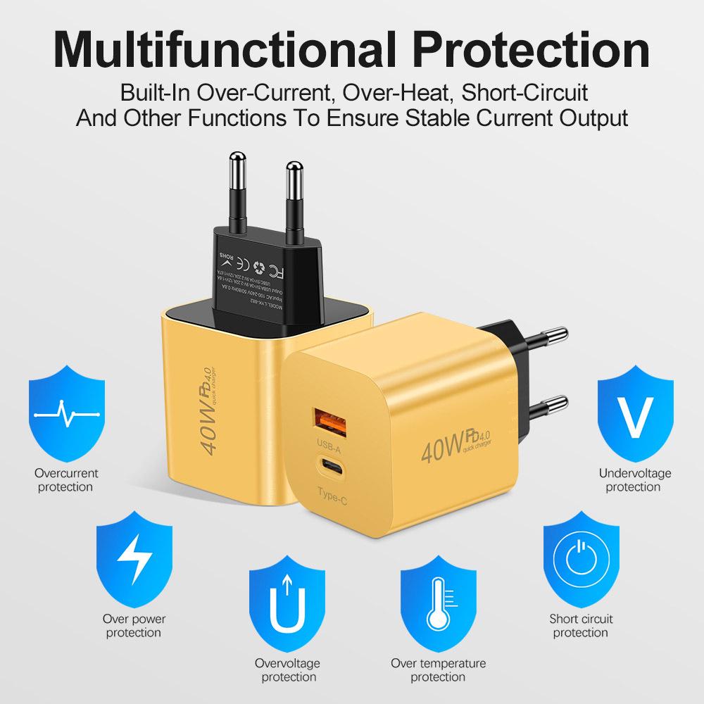 Fast Charging 40W Type-C PD Adapter, EU/US/UK Standard