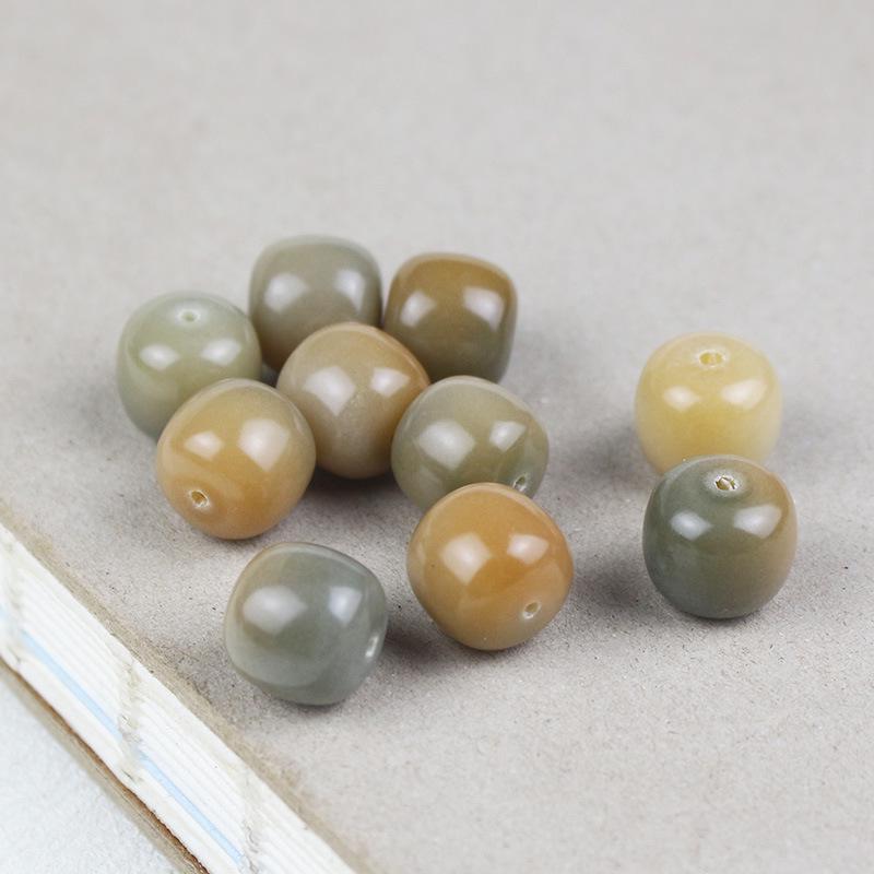 Natural Bodhi Root Loose Barrel Beads, 13*14MM, 108 Handmade DIY Bracelet Accessories.