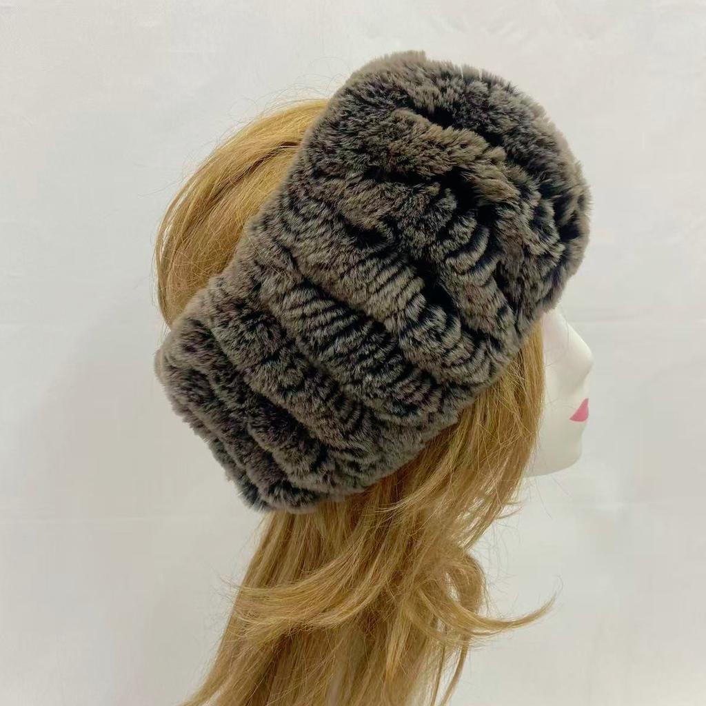 Fluffy Winter Fur Hats for Women Soft Warm Elastic Rabbit Fur Headbands Neck Warmer Fashion Ring Scarf