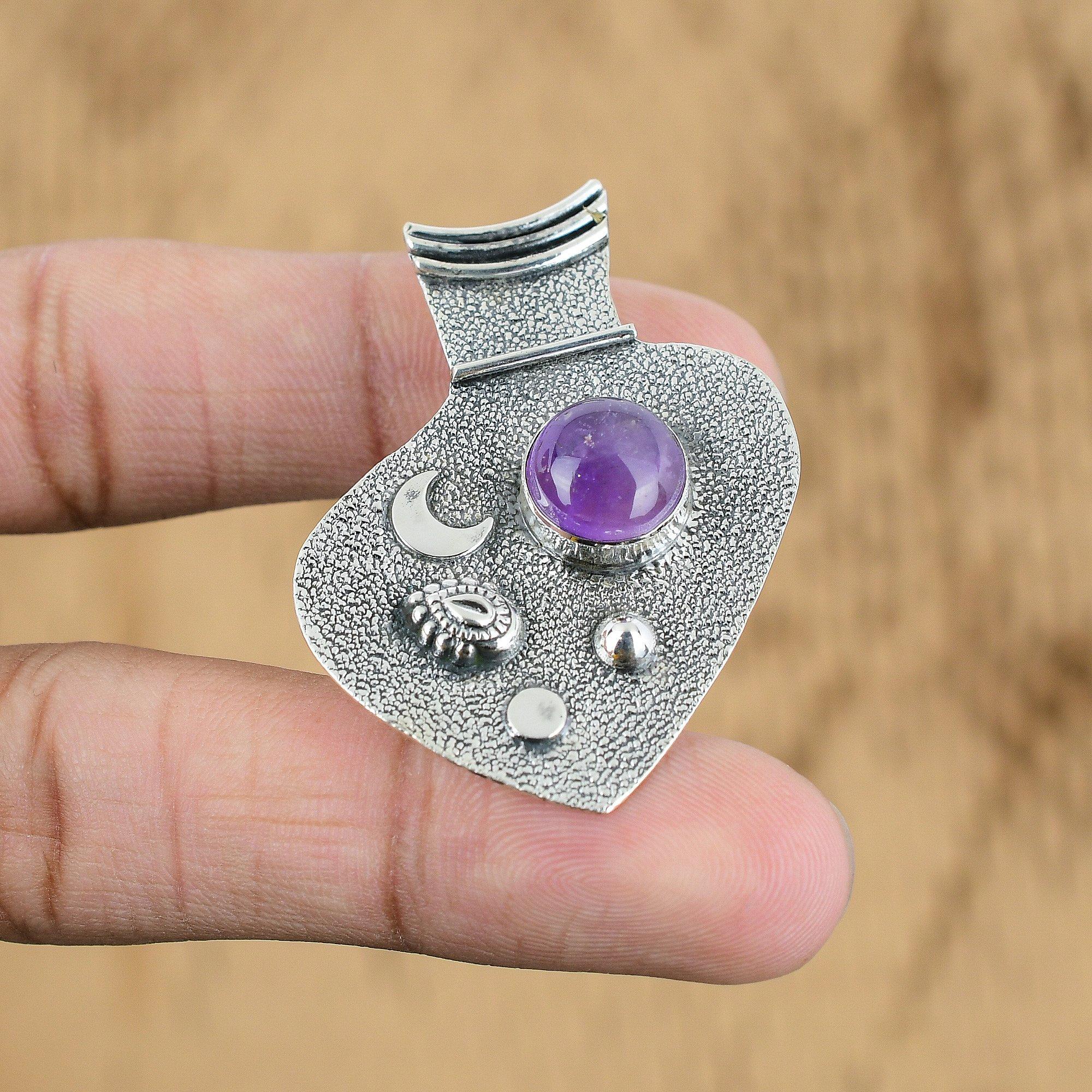 

Natural African Amethyst Gemstone Pendant 925 Sterling Silver Indian Jewelry