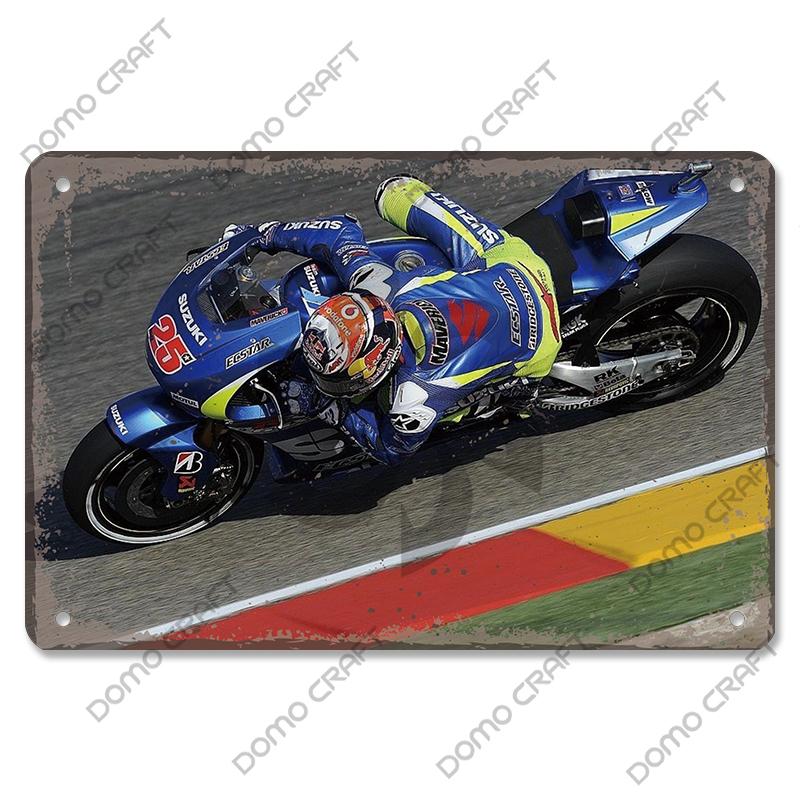 Motorcycle Racing Poster Vintage Metal Plate Racer Athlete Metal Tin Signs Retro Wall Decor Club Pub Bar Man Cave