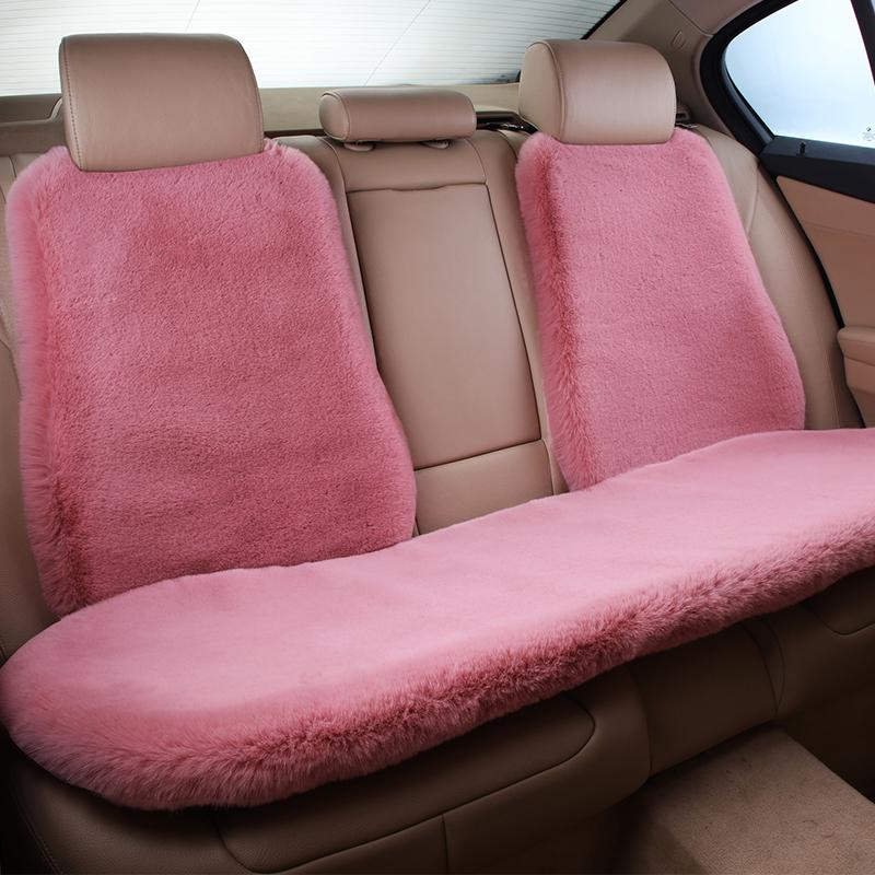 Universal Winter Car Seat Cushion Headrest Faux Fur Sheepskin Front Rear Thickened Plush Car Seat Cover Warm Fluffy Auto Cushion
