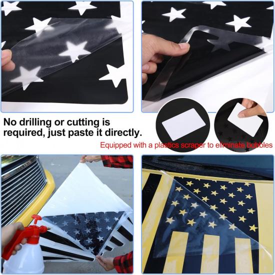 Aunginsy Front Hood Panel Decal Sticker Compatible with Toyota Tundra 2007-2013 Car Front Hood Engine Panel Precut Vinyl Decal American Flag Graphic