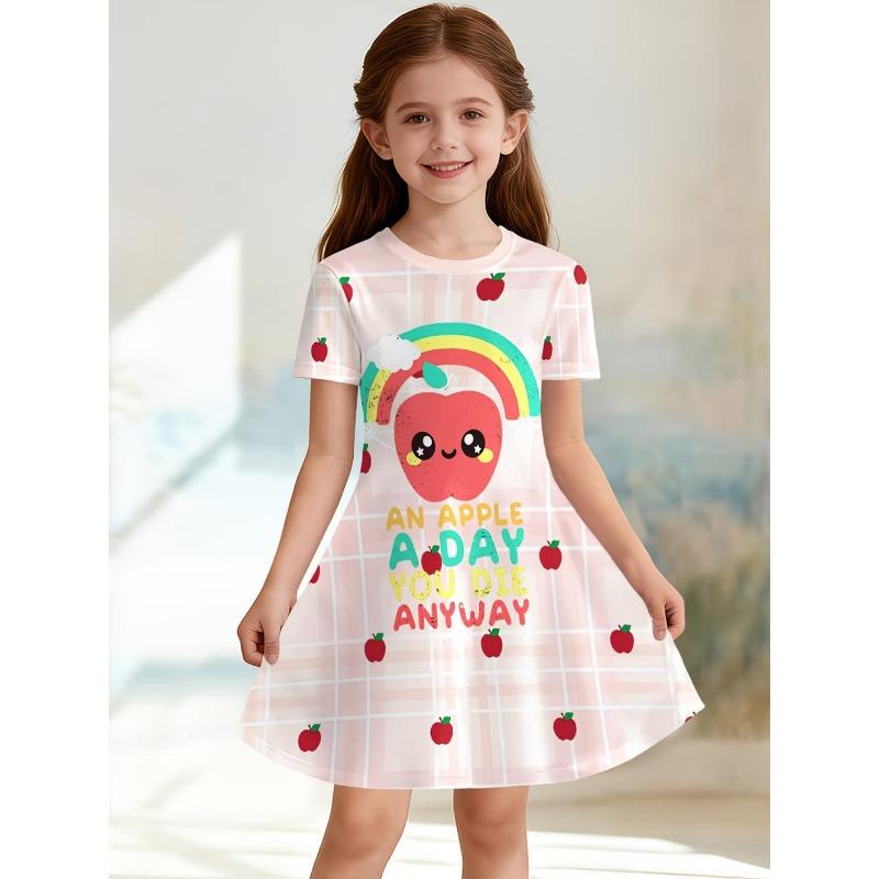 2026 Summer Hot Sale Strawberry Print Kids Princess Dress Comfortable Casual Fruit Kids' Beach &