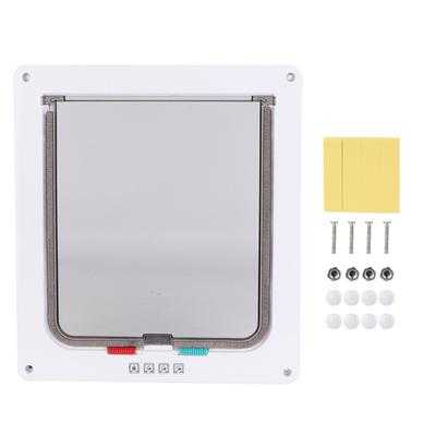 ABS Acrylic Pet Cats Screen Door Window Lockable Waterproof Medium Cat Flap (white)