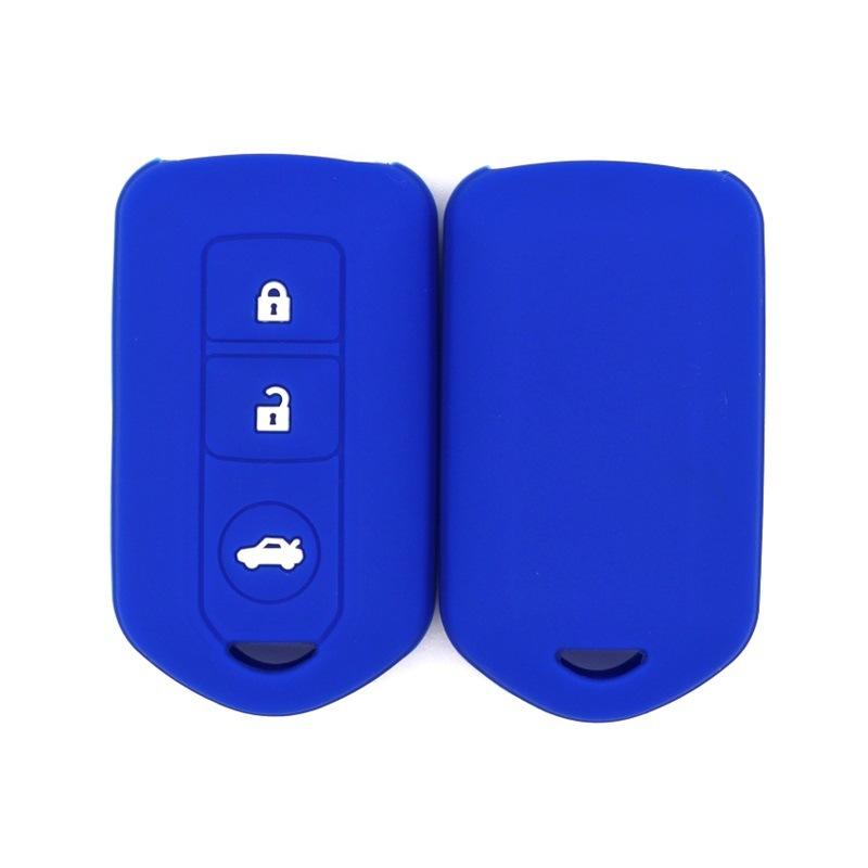 

Drop-proof key cover suitable for Toyota Camry, Highlander, Prado, Yizhixuan, new Vios, 3-buckle silicone key bag темно-синього кольору