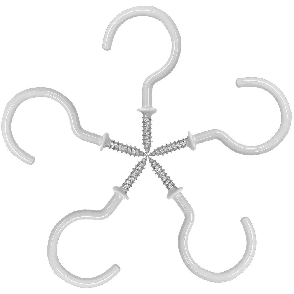 25 Pack Cup Hook Ceiling Hooks, 2.9 Inches, FineGood Vinyl Coated Screw Hanger for Indoor and Outdoor Use - White
