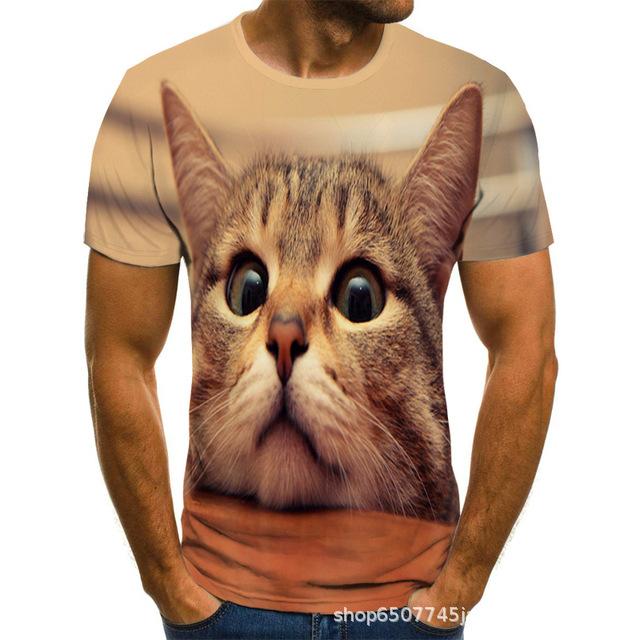 New Men's Short Sleeved T-shirt Cat Series 3D Printed Short Sleeved T-shirt