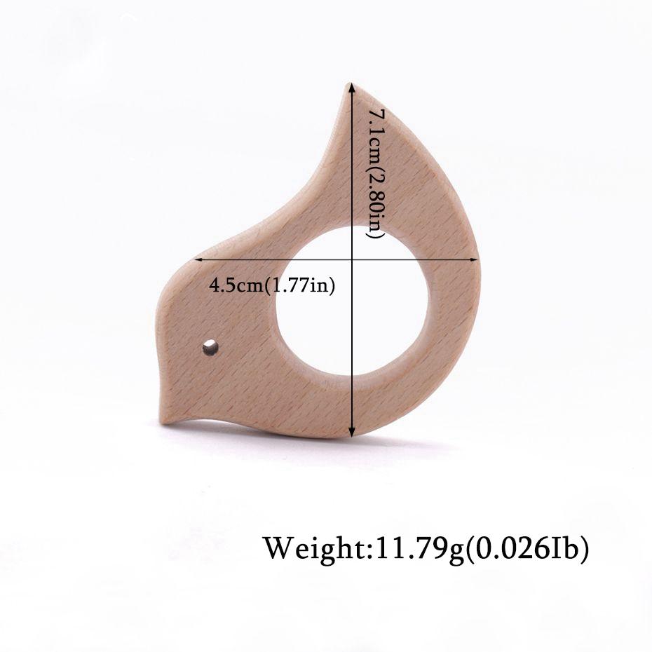 Let's Make Wooden Teether 20pc Natural Wooden Animal Hedgehog Porcupine Teething Rattle Montessori Inspired Nursing Pendant