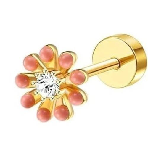 Bobisty 1PC Cartilage Earring Stud for Women Surgical Steel Flat Back Earrings Hoop Flower Snake Shape Helix Piercing Jewelry