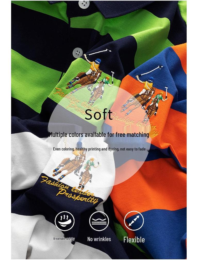 Pánské bavlněné polo s pruhy, Léto 2025 Slim Fit