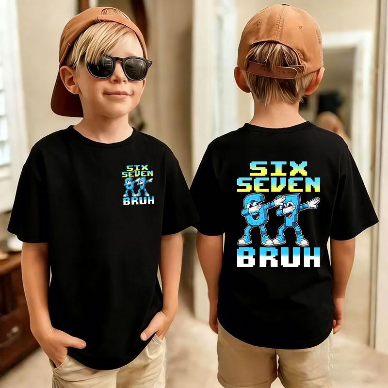 Cute Funny Six Seven Italian Brainrot 67 Number Graphic Print TShirt BoyGirl Summer Short Sleeved Kids Comfortable Tshirt Top