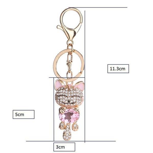 Smile Cat Crystal Rhinestone Keyring Key Holder Purse Bag for Car Christmas Gift Keychains 2017 Brand Key Chain ZHH2745/sm