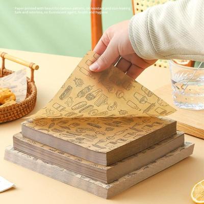 100Pcs Oil-Proof Baking Food Wrapper Wax Paper Burger French Fries Wrapping Oilpaper Kitchen Sandwich Bread Food Baking Tools