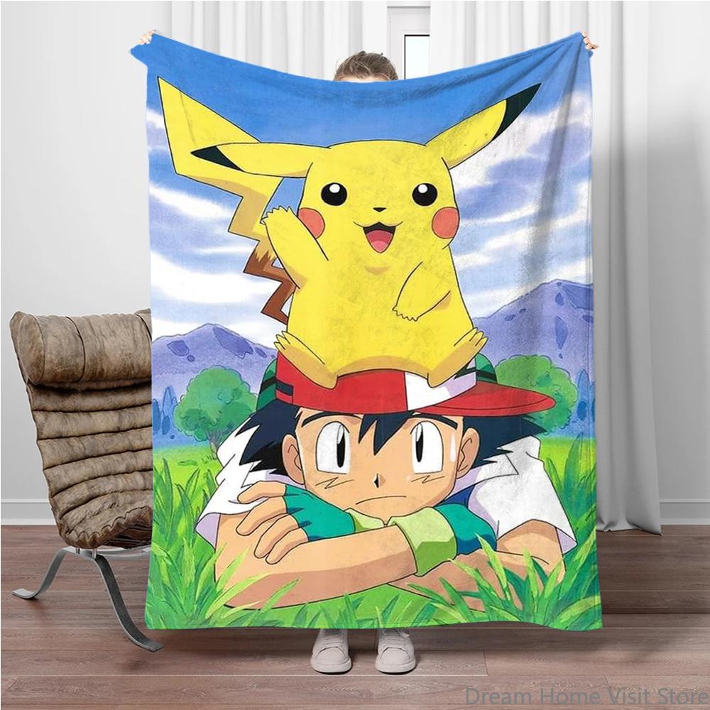 Disney lilo and stitch Super Mario Pikachu Soft Fluffy Throw Flannel Blanket Kid Adult Sofa Break Bed Blanket Cover Travel Gifts