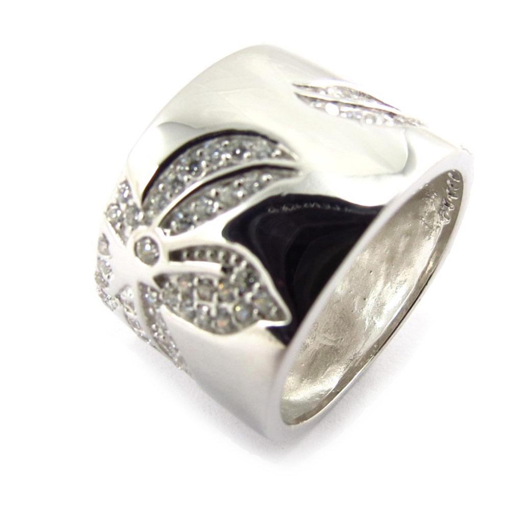 Silberring 'Flora' weiß
