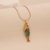 3D Vivid Carp Tropical Fish Pendant Necklace Colorful Stainless Steel Chain