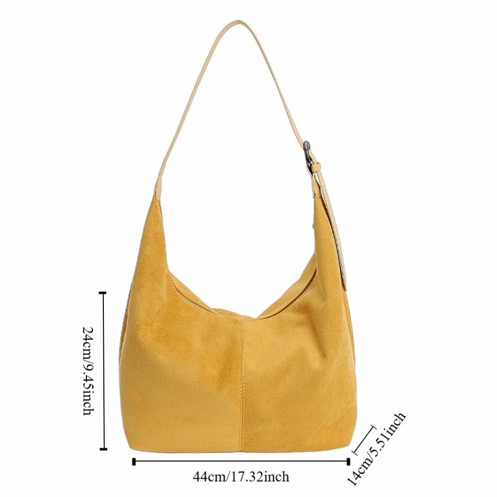 Large Capacity Suede Matte Hobo Bag Zipper Female Tote Bag Cute Vintage PU Crossbody Bag  Students